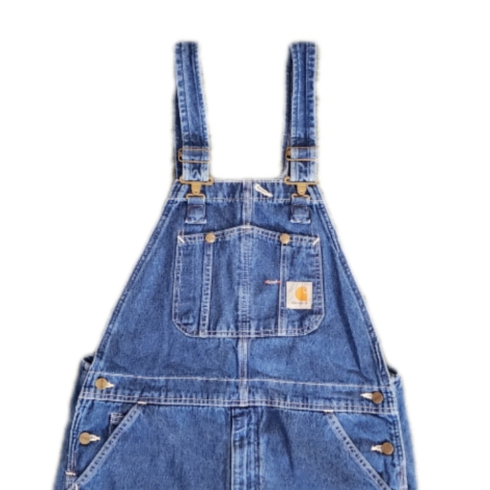 Carhartt Mens Denim 100% Cotton Overalls Blue Size 36 - Picture 2 of 11